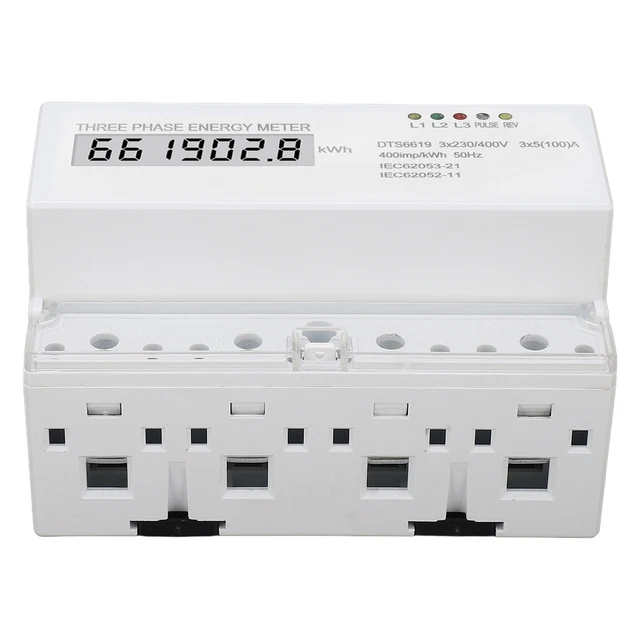 3 PHASE ENERGY Meter Electric Meter DIN Rail Mount Electricity Power £ ...