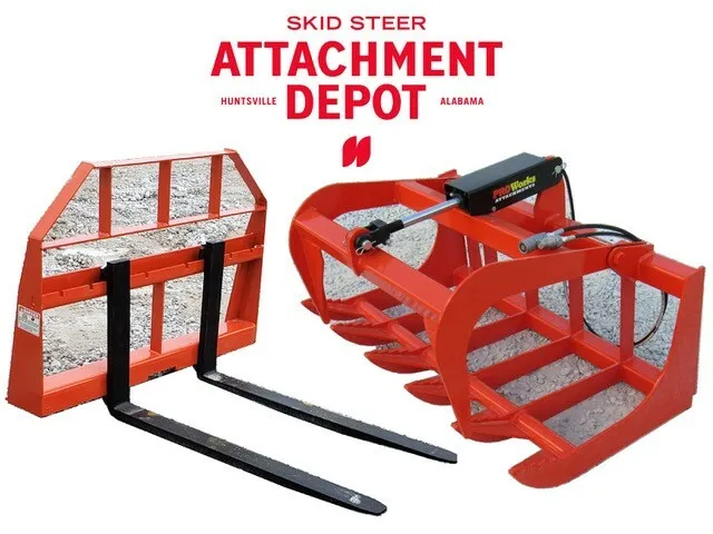 48" Root Grapple and 42" Long Pallet Forks Attachment Combo QA - Free Shipping