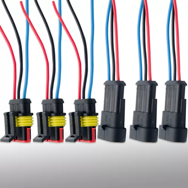 10 SET 3 Pin Way 12V Electrical Wire Connector Plug Cable Waterproof Car  ATV £19.87 - PicClick UK