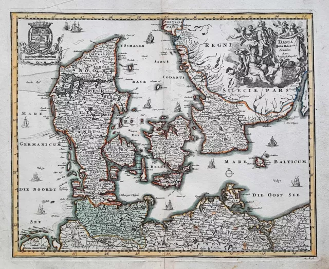 Danmark Denmark Dänemark map Karte Weigel engraving Kupferstich  1720