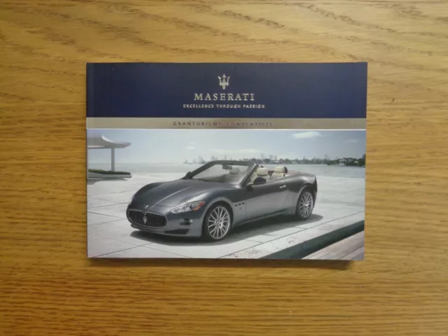 Maserati Granturismo Convertible Owners Handbook Manual