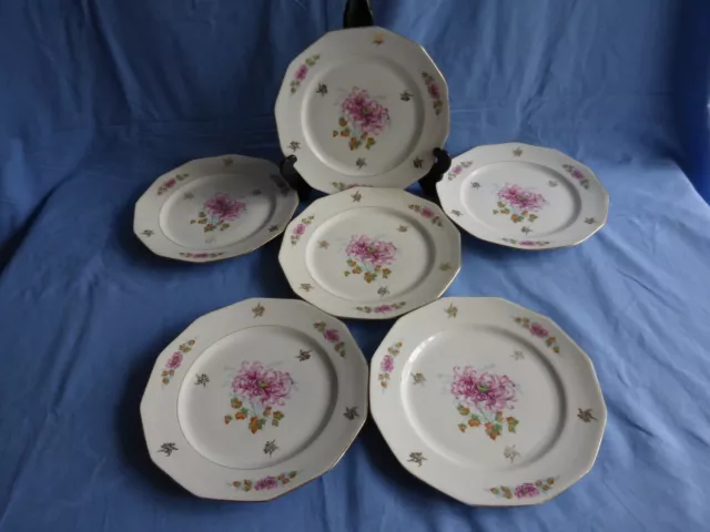 6 assiettes plates en porcelaine de limoges,reva(2)