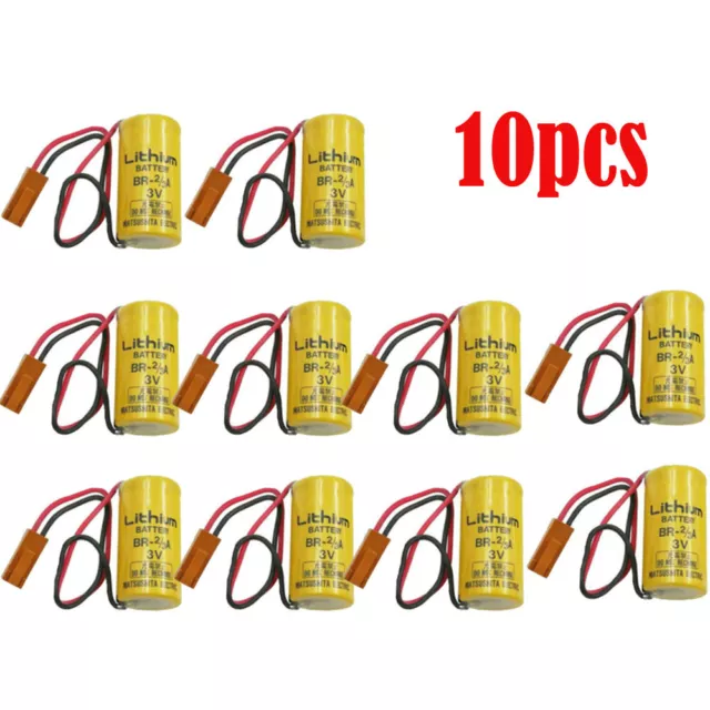 10pc BR-2/3A 3V Non-rechargeable 1600mAh Battery Power PLC Battery w/ Brown Plug