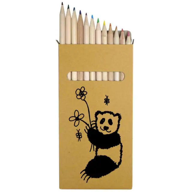 12 lápices de colores largos de "flores de panda" (PE00048917)
