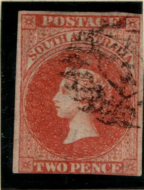 Australia South Australia 1856 2d orange red Imperf 3 margins SG7 Used