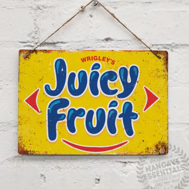 JUCY FRUIT Chewing Gum Vintage Metal Wall sign Retro Kitchen Shabby Chic 80s 90s