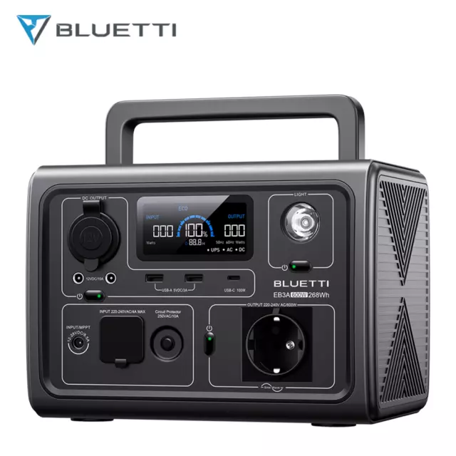 Bluetti Eb3A 600W 268Wh Générateur Solaire Portable Station Électrique Lifepo4