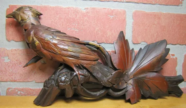 Old Wood Carved Bird Branch Leaf Decorative Arts Figural Salvage Element