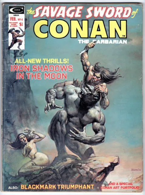 Savage Sword of Conan Vol 1 No 4 Feb 1975 (FN) (6.0) Marvel B&W Magazine