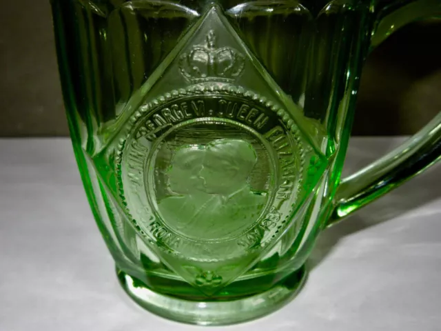 HM King George VI and Queen Elizabeth Coronation Green Glass Mug 12 May 1937 2