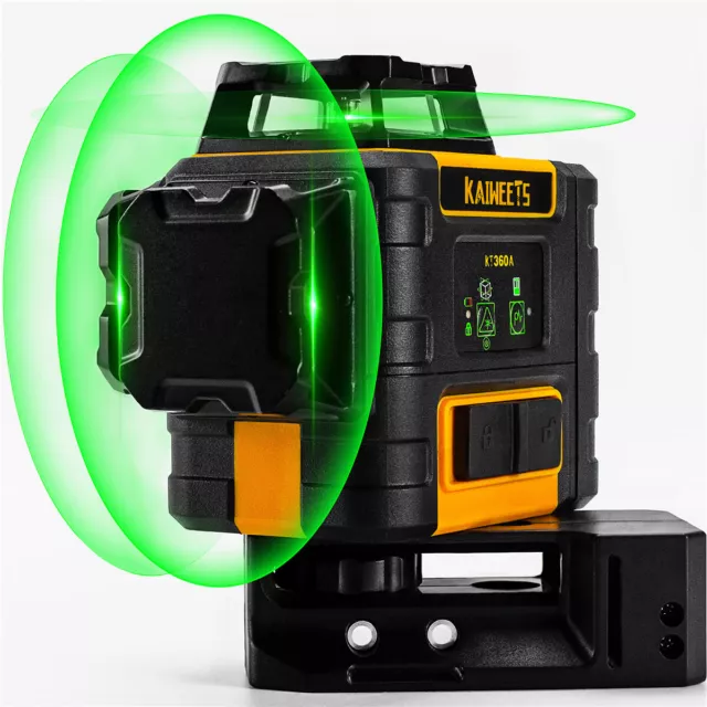 ‎KAIWEETS KT360A Laser Level Green, 3D 3X360° Laser Level  Independents Windows