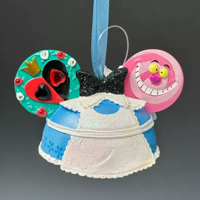 Disney Parks Mickey Ear Hat Ornament Alice In Wonderland Cheshire Cat Queen NEW