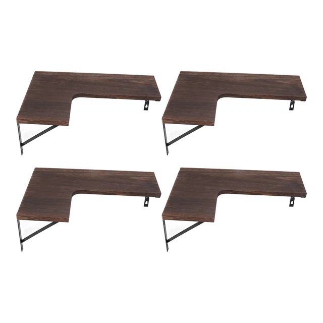 4PCS Wall Shelving Pine L Type DIY And Iron Floating Shelves Set For Books CS