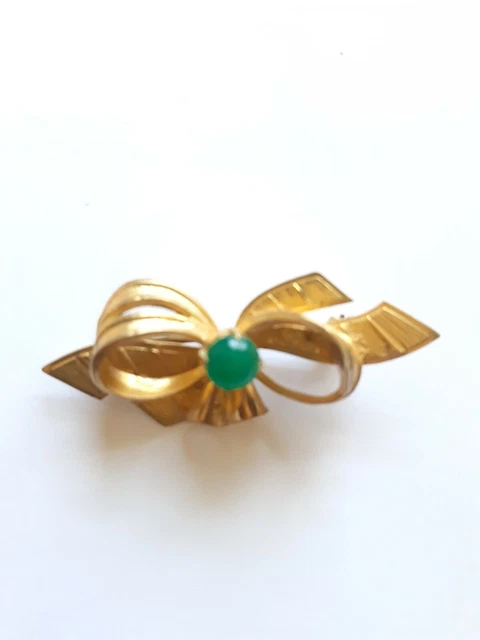 Broche Vintage Ancienne Cristaux Citrine Fleur Or - Bijou Rétro - Occasion