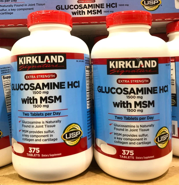 KIRKLAND SIGNATURE GLUCOSAMINE HCI 1500mg with MSM 1500mg 375 Tablets