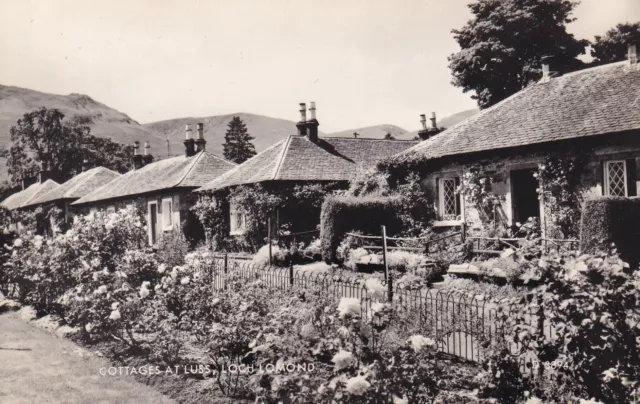 Loch Lomond Scotland Rppc Luss Cottages & Gardens - J Valentine 1959 Unposted