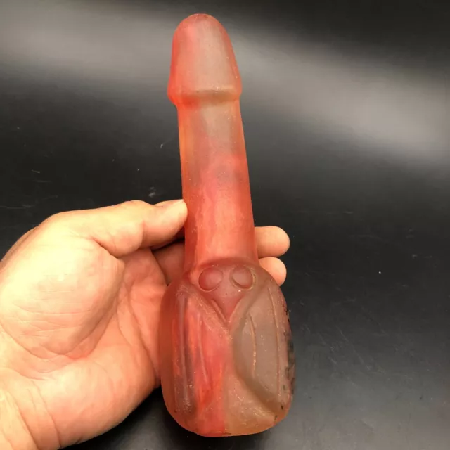 Old China Hongshan Culture Red Crystal Hand-Carved Eagle Birds penis Statue,#613
