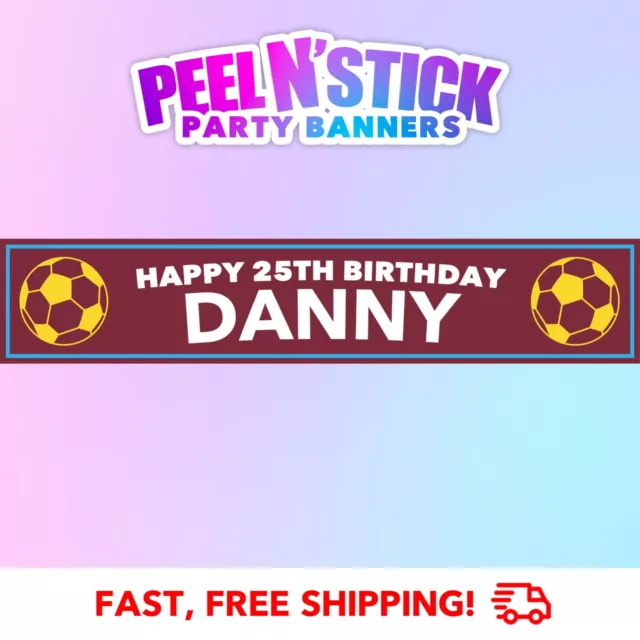 West Ham Colours Football Personalised Birthday Party Banner