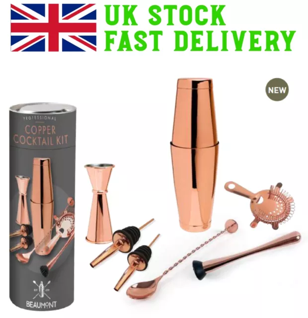 Home Bar Accessories Copper Finish Professional 8 Pieces Cocktail Kit