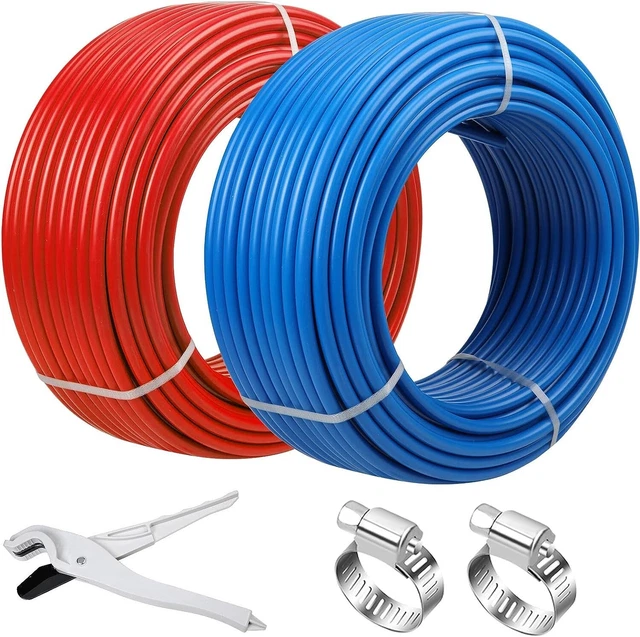 PEX Pipe 1/2 Inch 100Ft 2 Rolls PEX Tubing EVOH PEX-B Pipe Non Oxygen Barrier