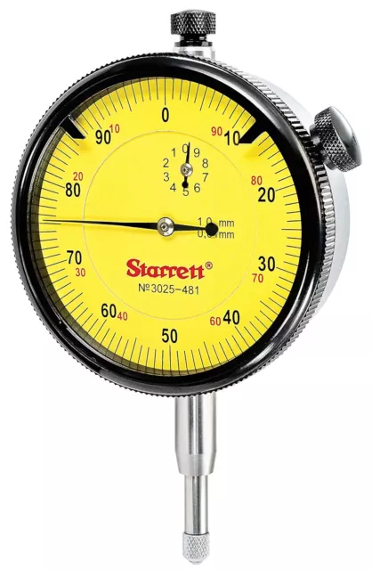 Starrett 3025-481 Dial Indicator Range: 10mm, Dial Reading: 0-100