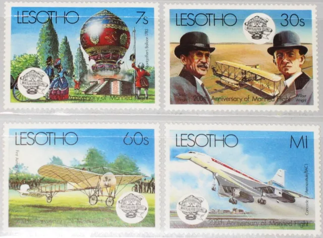 LESOTHO 1983 424-27 403-06 manned flight Bicent Airplanes Concorde Flugzeuge MNH