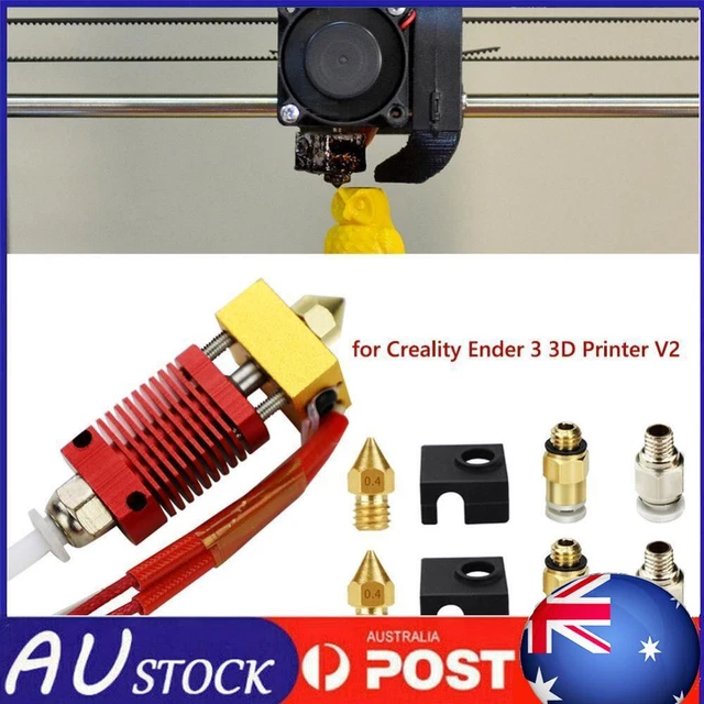 9x DIY 0.4mm MK8 Nozzle Extruder Hot End Kit for Creality Ender 3 Pro 3D Printer