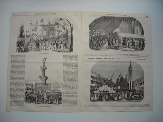 1844 Engraving. Swiss. 1844 Le Tir Federal, A Bale. 3 Engravings With Explanatory