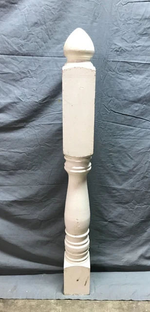 Antique White Hardwood Oak Acorn Top Turned Newel Post 5x44 VTG 1229-23B