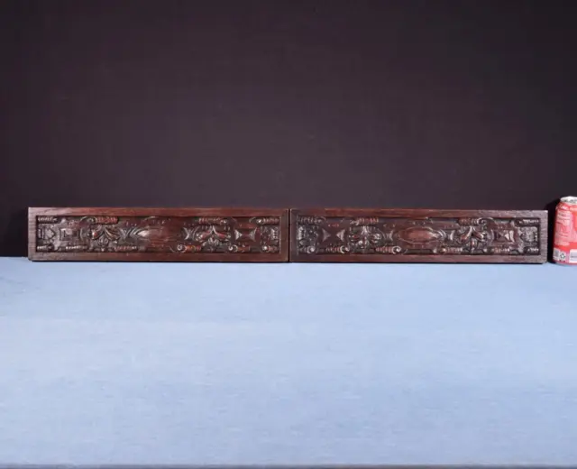 *French Antique Hand Carved Architectural Drawer Fronts/Panels in Solid Oak Wood 2