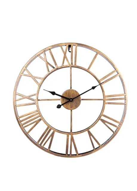 20” Metal Vintage Wall Clock  3D Hollow Out Wrought Industrial Silent NonTicking