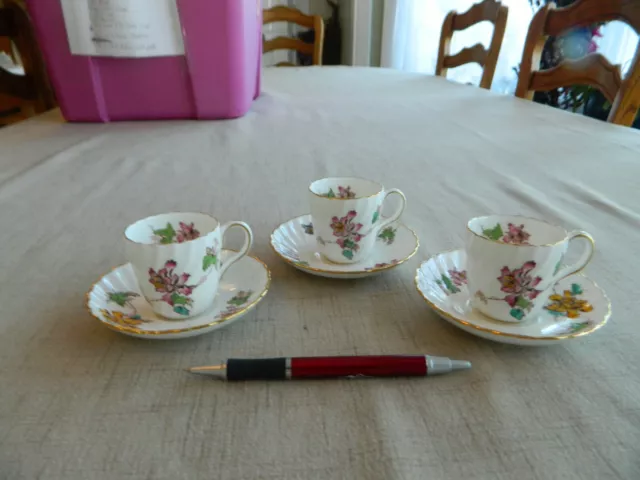 Minton Bone China Vermont #S-365 (3) Demitasse Cups & Saucers               15-3