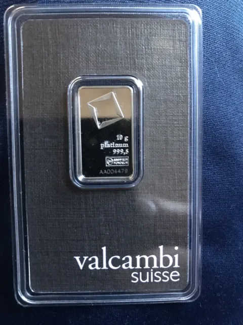 Platinum bar. 10 grams Valcambi Suisse.
