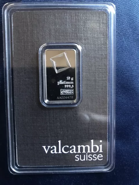 Platinum bar. 10 grams Valcambi Suisse.