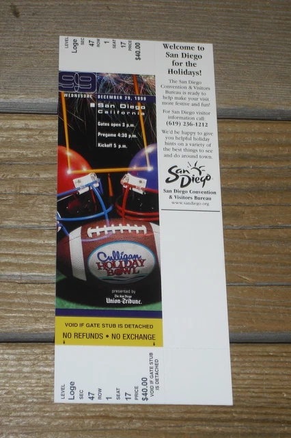 1999 Holiday Bowl - Kansas State Wildcats Vs Washington Huskies - Full Ticket