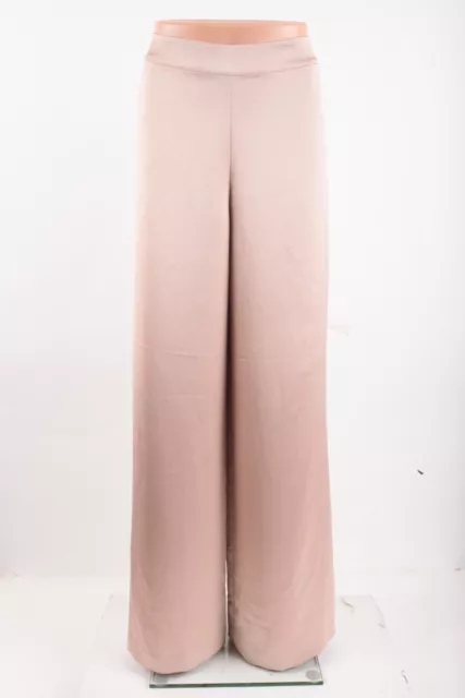 Trina Turk Womens Weekend Long Satin Wide Leg Pants Moonstone Dusty Pink US 8