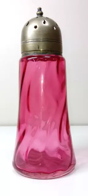 Beautiful Large Antique Victorian Cranberry Glass Sugar Sifter  H: 17 cm