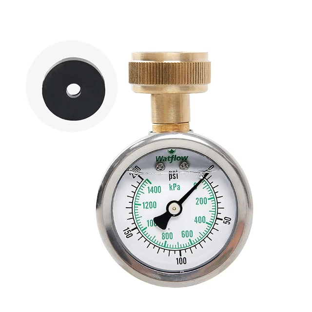 2" Glycerin Filled Stainless Steel Water Pressure Test Gauge, Garden Hose Pressu