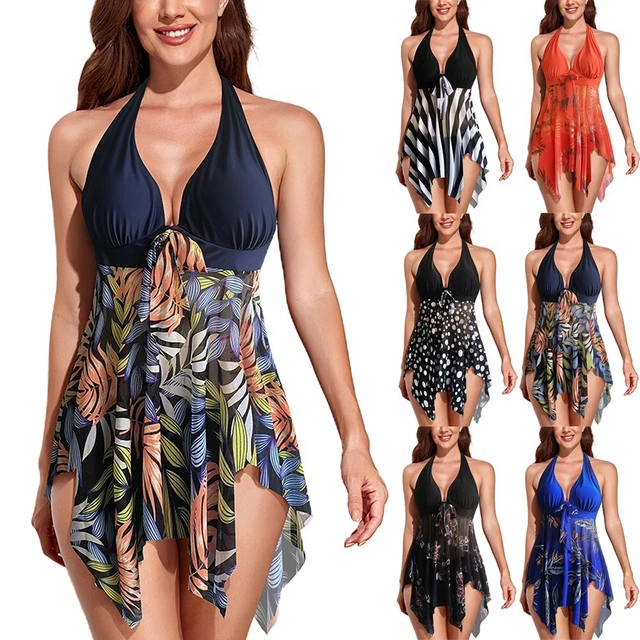 American Trends Tankini Donna 2025 Controllo Pancia Con Pantaloncini E Canotta A Vita Alta | Costume Due Pezzi Rosso Taglia XL - 2