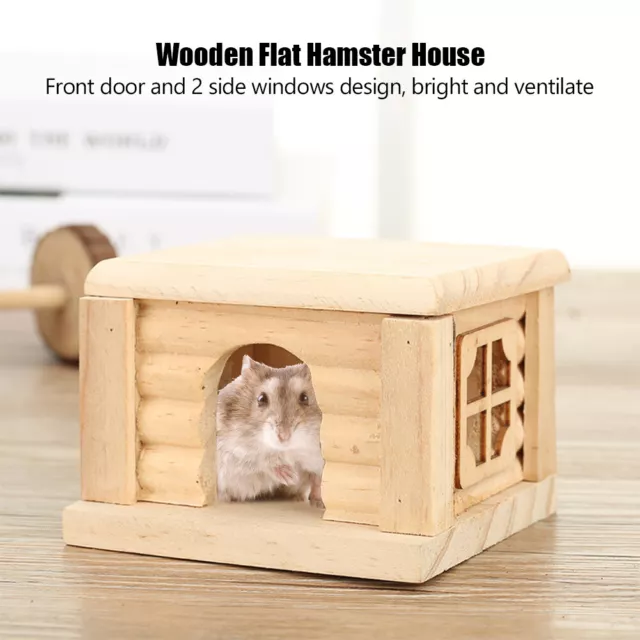 1PC Natürliche Holz Hamster Haus Flat Top Cabin Rat Hut Maus Käfig Für Kleine 2