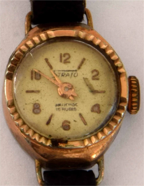Montre Vintage Femme STRATO – 15 Rubis, Mécanique, Plaqué Or, à Remonter