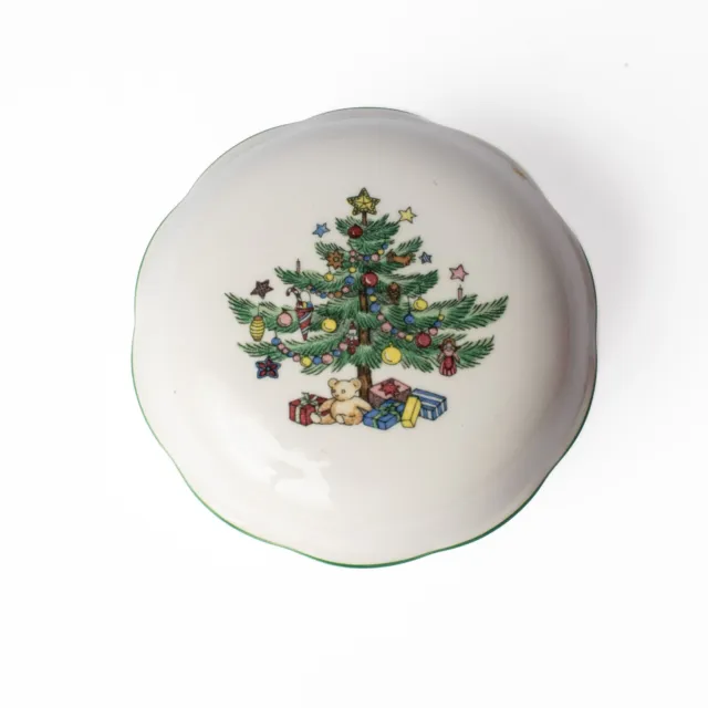 Vintage Candy Dish, Trinket Box, w/lid Nikko Japan Porcelain  Christmas Tree GUC