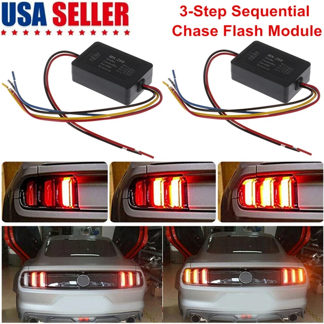 2X 3STEP SEQUENTIAL Flow Semi Dynamic Chase Flash Tail Light Module
