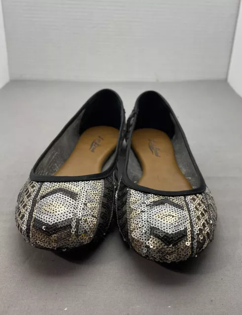 Women's Lucky Brand Ballet Flats Elisabeta Metallic Boho Sequin Sz 8