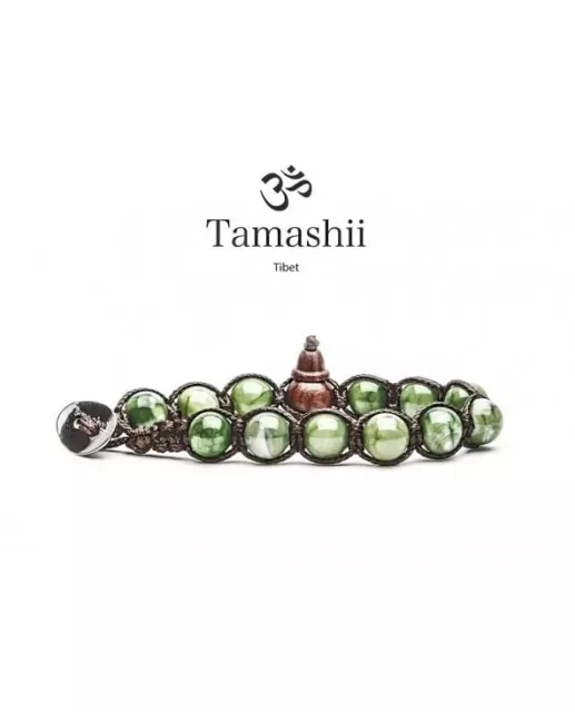 Bracciale tamashii originale tibetano pietra GREEN MINT AGATE BHS900-209