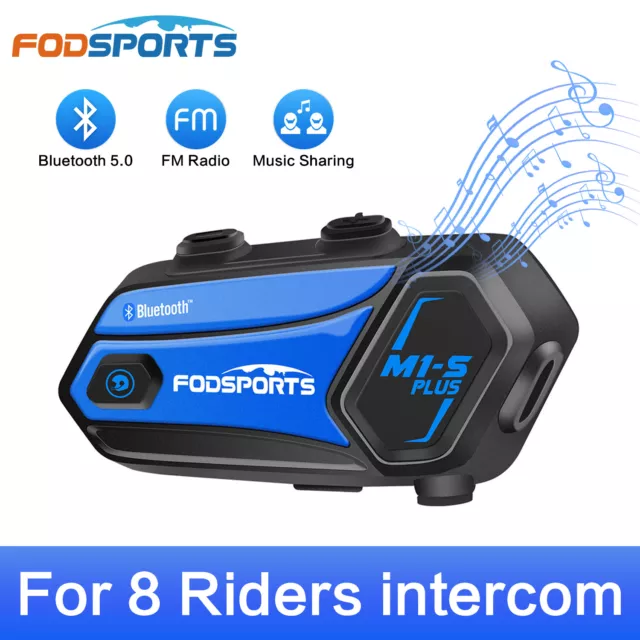 M1-S Plus 2000M Bluetooth Intercom Motorcycle Helmet Interphone Headset 8 Riders