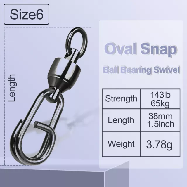 Black Ball Bearing Swivel with Snap 25~100Pc Stainless Split Ring Lure Connector