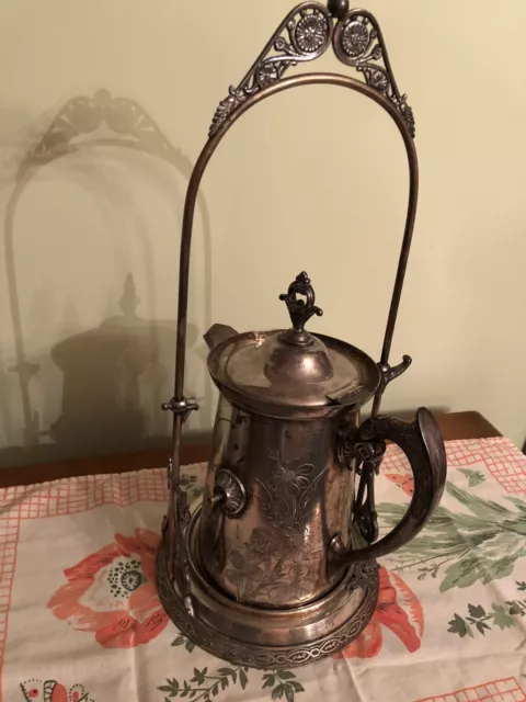 Pairpoint Mfg Co. 1873 1/2 Rare Pitcher On Swinging Stand