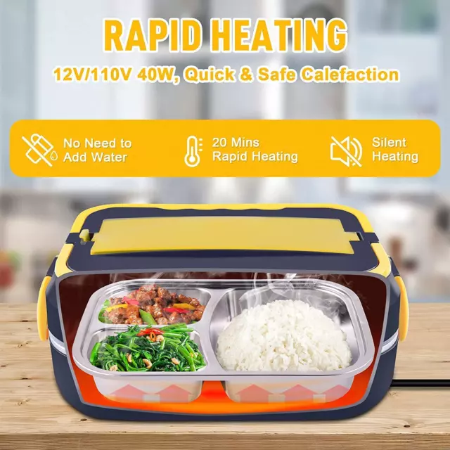 Electric Lunch Box for Car and Home, Man/Woman Portable Microwave for Travel, Fo 2