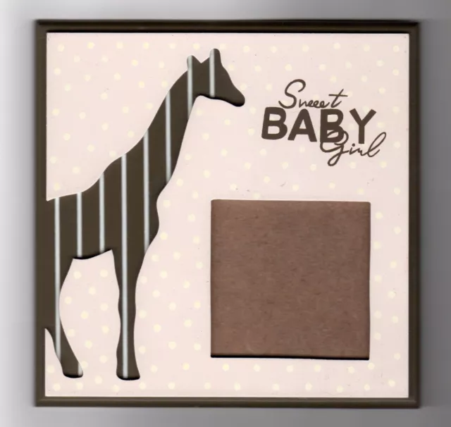 Giraffe Photo Frame Sweet Baby Girl Brown Pink Picture Striped Polka Dot 6 x 6